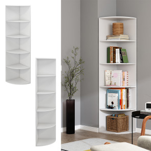 Vicco Eckregal Fabienne, 180x40cm, Weiß, stehendes Bücherregal mit 5 Fächern