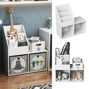 Vicco  Kinderregal Conny 72x79cm, Weiß, Bücherregal mit Ablagen für Faltboxen