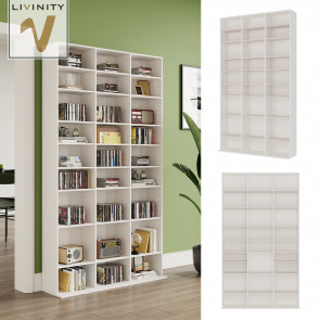 Livinity CD-Regal Anna, 102 x 178 cm, Weiß, Standregal mit 27 Fächern für 1080 CDs