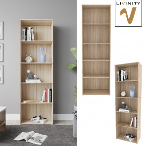 Livinity Bücherregal Bob, 190 x 60 cm, Sonoma, Wohnzimmer Standregal mit 5 Fächern