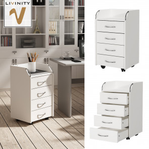 Livinity Rollcontainer Gwendolyn, Weiß, 40x65x 36 cm, 4 Schubladen, Büroschrank