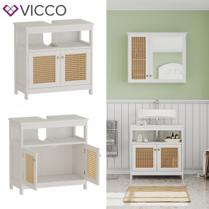 Vicco Waschtischunterschrank Rosario 60 x 60 cm, Weiß, 2 Türen, 1 Ablage, Badezimmer, modern