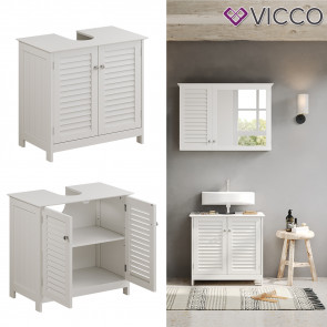 Vicco Waschtischunterschrank Riad, 60 x 58 cm, Weiß, 2 Türen, Badezimmer
