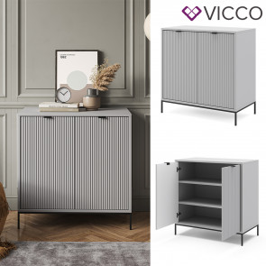 Vicco Kommode Eliza, Grau 80 x 42 cm, mit 2 Türen, Wohnzimmer, Schlafzimmer