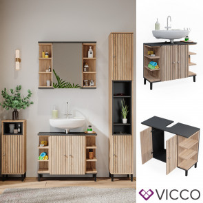 Vicco Waschtischunterschrank Aquis 79,6 x 64 cm, Sonoma Anthrazit, Badezimmer