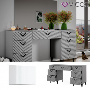 Vicco Schminktisch Anett Grau mit Spiegel, 150 x 78 cm, Frisiertisch, Schubladen