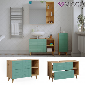 Vicco Waschtischunterschrank Rudi 90 x 59 cm, Eiche Evoke Mintgrün, Badschrank 