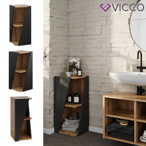 Vicco Badregal Benno, 31,6 x 70,5 cm, Anthrazit-Eiche, 3 Ablagen, modern, schmal, Badezimmer