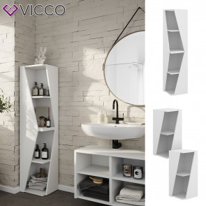 Vicco Badregal Benno 2er-Set, 31,6 x 70,5 cm, Weiß, 3 Ablagen, schmal, Badezimmer