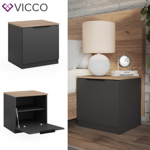 Vicco Nachttisch Betti, 50 x 50 cm, Anthrazit Sonoma mit 1 Klappe, Schlafzimmer