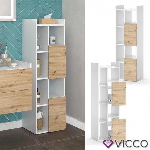 Vicco Hochschrank Alf 36 x 117 cm, Weiß Artisan Eiche, Badezimmer, Badschrank