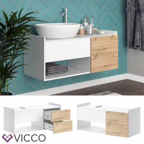 Vicco Waschtischunterschrank Alf 105 x 45 cm, Weiß Artisan Eiche, Badezimmer
