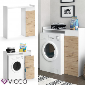 Vicco Waschmaschinenschrank Alf 99 x 98 cm, Weiß Artisan Eiche, Badezimmer