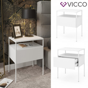 Vicco Nachtschrank Mira Weiß 40 x 50 cm Schublade Ablage Nachtkommode modern