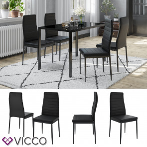 Vicco Esszimmerstuhl "Grand Metall" Schwarz, 42,5 x 96 x 48 cm, 4-teilig, Hochlehner, modern