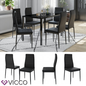 Vicco Esszimmerstuhl "Grand Metall" Schwarz, 42,5 x 96 x 48 cm, 6-teilig, Hochlehner, modern