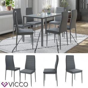 Vicco Esszimmerstuhl "Grand Metall" Grau, 42,5 x 96 x 48 cm, 6-teilig, Hochlehner, modern