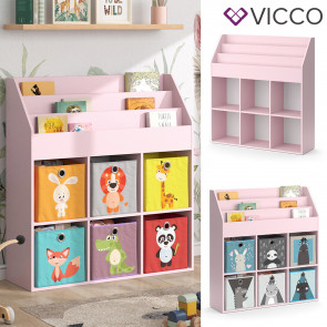 Vicco Kinderbücherregal Luigi 107 x 114 cm, Rosa, Kinderzimmerregal, offene Fächer