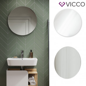 Vicco Badspiegel Karen 60 x 60 cm, runder Wandspiegel für Badezimmer, rahmenlos, modern