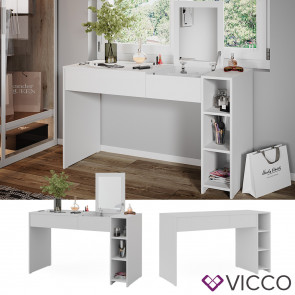 Vicco Schminktisch Kira, 129 x 76 cm, Weiß, Frisiertisch inkl. Spiegel, modern