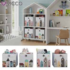 Vicco Faltboxen - 2er Set "Stadt", 30 x 30 cm, Grau, Aufbewahrungsbox, abwaschbar