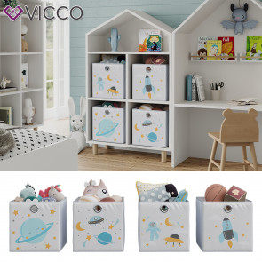 Vicco Faltboxen - 2er Set "Weltall", 30 x 30 cm, Grau, Aufbewahrungsbox, abwaschbar