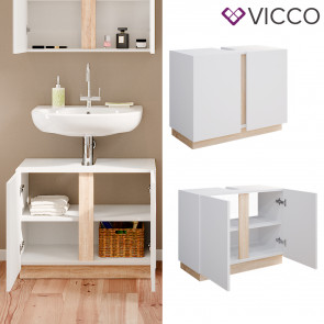 Vicco Waschtischunterschrank Waschbeckenunterschrank Badezimmerschrank Gloria Weiß Sonoma 70 x 56 cm modern Badezimmer 2 Türen