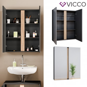 Vicco Spiegelschrank Badspiegel Badezimmerschrank Gloria Anthrazit Sonoma 70 x 84 cm modern Badezimmer 2 Türen