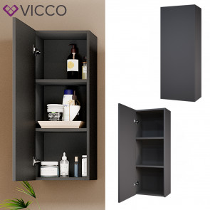 Vicco Hängeschrank Badschrank Badezimmerschrank Gloria Anthrazit 33 x 84 cm modern Badezimmer Tür 3 Fächer