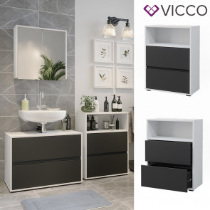 Vicco Midischrank Maltin Weiß Anthrazit 60 x 30 cm Badezimmer