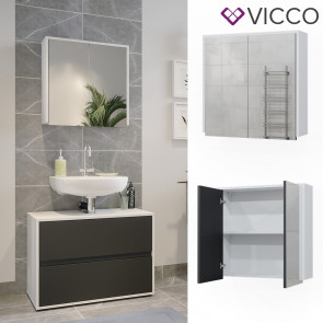 Vicco Spiegelschrank Maltin Weiß Anthrazit 60 x 60 cm Badezimmer