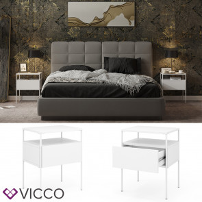 Vicco Nachtschrank Mira Weiß 40 x 50 cm 2er Set Ablage Nachtkommode modern