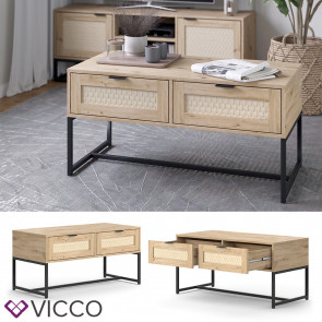 Vicco Couchtisch Natal Eiche 100 x 49,5 cm 2 Schubladen