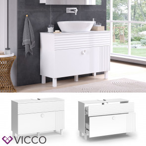 Vicco Waschtischunterschrank Sola 100,2 x 72,4 cm Weiß matt, modern, Badezimmer