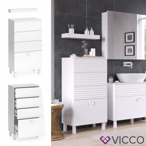 Vicco Midischrank Sola 60 x 113 cm, Weiß matt, mit Regal, modern, Badezimmer