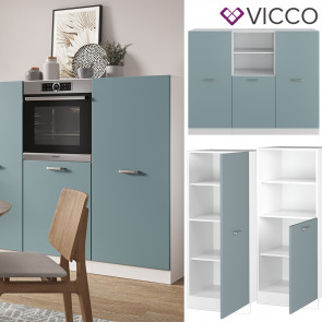 Vicco Küchenzeile R-Line Solid Weiß Blau Grau 180 cm modern Küchenschränke Küchenmöbel