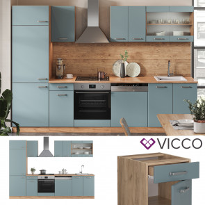 Vicco Küchenzeile R-Line Solid Anthrazit Blau Grau 300 cm modern Küchenschränke Küchenmöbel