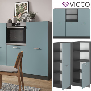 Vicco Küchenzeile R-Line Solid Anthrazit Blau Grau 180 cm modern Küchenschränke Küchenmöbel