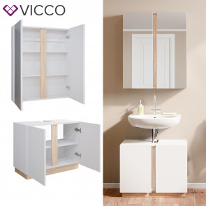 Vicco Badmöbelset Gloria Weiß Sonoma modern Badezimmer Spiegelschrank Waschtischunterschrank