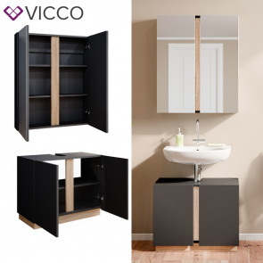 Vicco Badmöbelset Gloria Anthrazit Sonoma modern Badezimmer Spiegelschrank Waschtischunterschrank