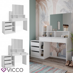 Vicco Schminktisch Anja 139,8 x 115 cm Weiß mit Spiegel Frisiertisch modern