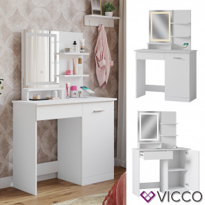 Vicco Schminktisch Julia 90 cm mit LED-Spiegel und QI-Ladestation