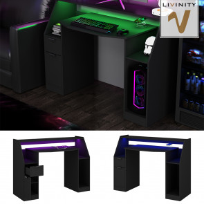 Livinity Gamingtisch Tails 123 x 55 cm Schwarz mit LED & QI Computertisch