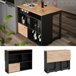 Vicco Bartisch Dominic Eiche Anthrazit 116 x 37 cm Esszimmer Küche offene Fächer Tür