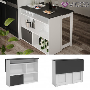 Vicco Bartisch Dominic Weiß Anthrazit 116 x 37 cm Esszimmer Küche offene Fächer Tür