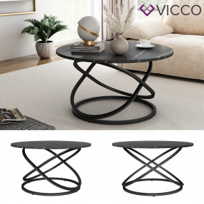 Vicco Couchtisch Calgary Schwarz Marmor-Optik 80 x 46 cm Wohnzimmertisch