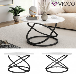 Vicco Couchtisch Calgary Weiß Marmor-Optik 80 x 46 cm Wohnzimmertisch