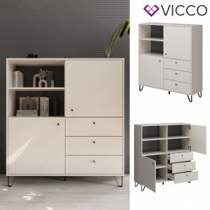 Vicco Sideboard Aldo Cashmere 124 x 135 cm Wohnzimmer 3 Schubladen 2 Türen