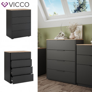 Vicco Sideboard Betti Anthrazit Sonoma 80 x 102 cm 4 Schubladen