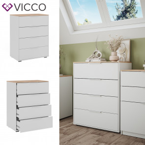 Vicco Sideboard Betti Weiß Sonoma 80 x 102 cm 4 Schubladen